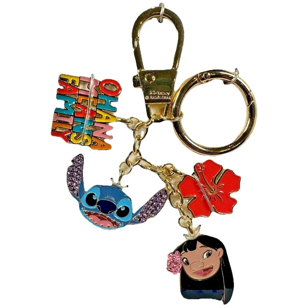 Disney BaubleBar Stitch Lilo Ohana Keychain Bag Charm Set Boxed Gift